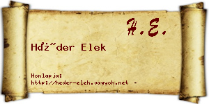 Héder Elek névjegykártya